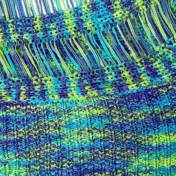 Mermaidcore Batwing Knit Top L Blue Retro Y2K 90s Whimsical Beach Summer‎ Vivid - Picture 3 of 8